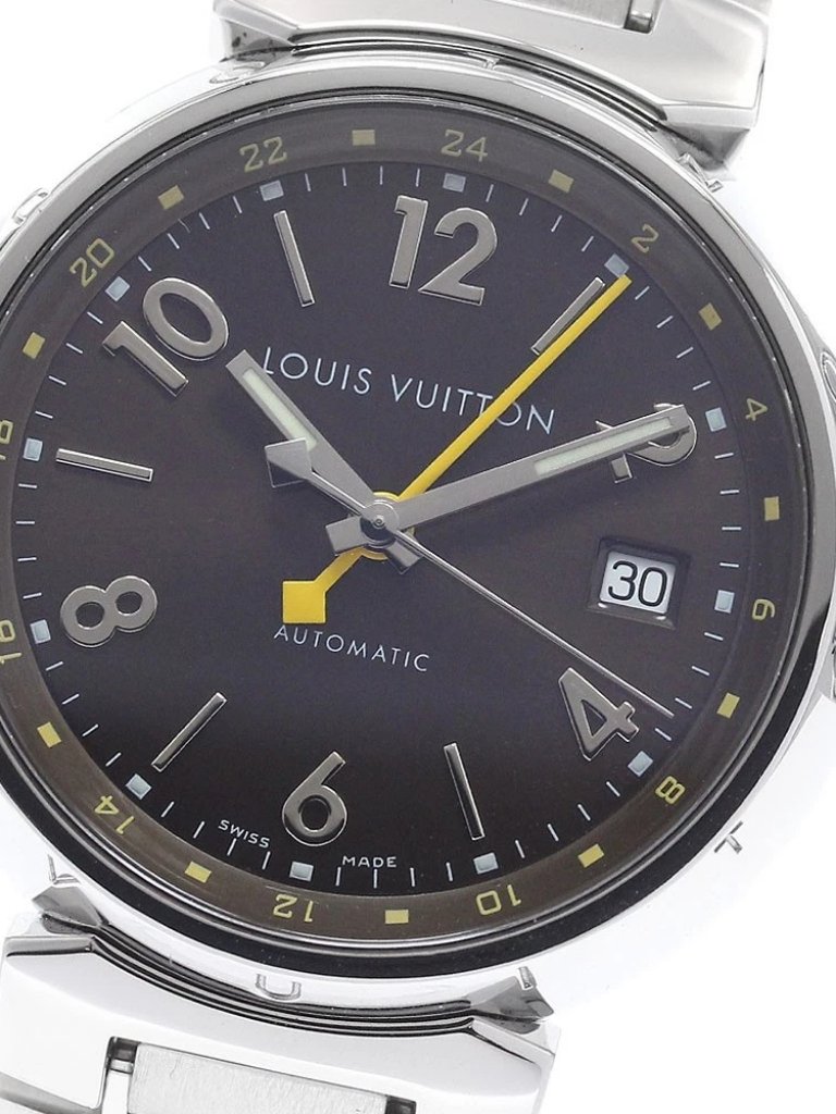 Louis Vuitton Tambour Q1131 Gmt Date Brown Dial Automatic Mens Watch940155